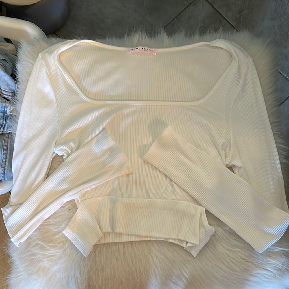 White Long Sleeve Crop Top
